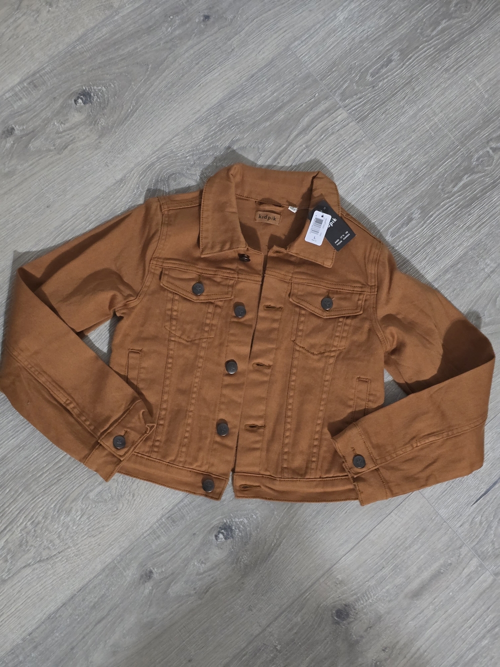 kidpik Cropped Trucker Jacket in Rust Brown